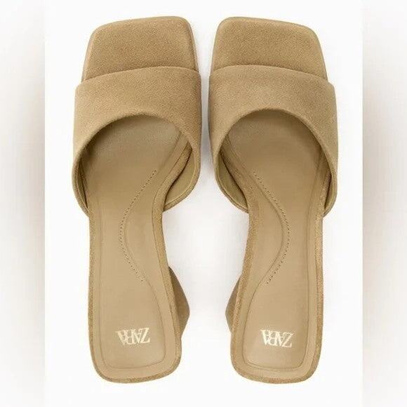 Zara Suede Heeled Sandals - 9 - Picture 6 of 8